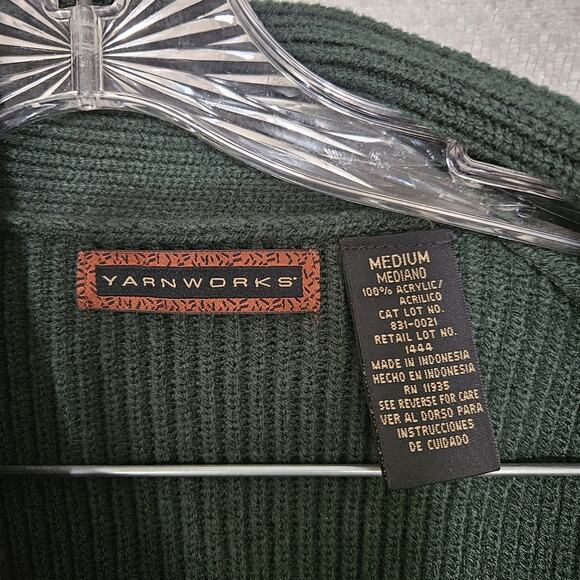Yarn Works Medium Vintage Oversized Ribbed Knit Cardigan Sweater Classic Preppy - Picture 3 of 11